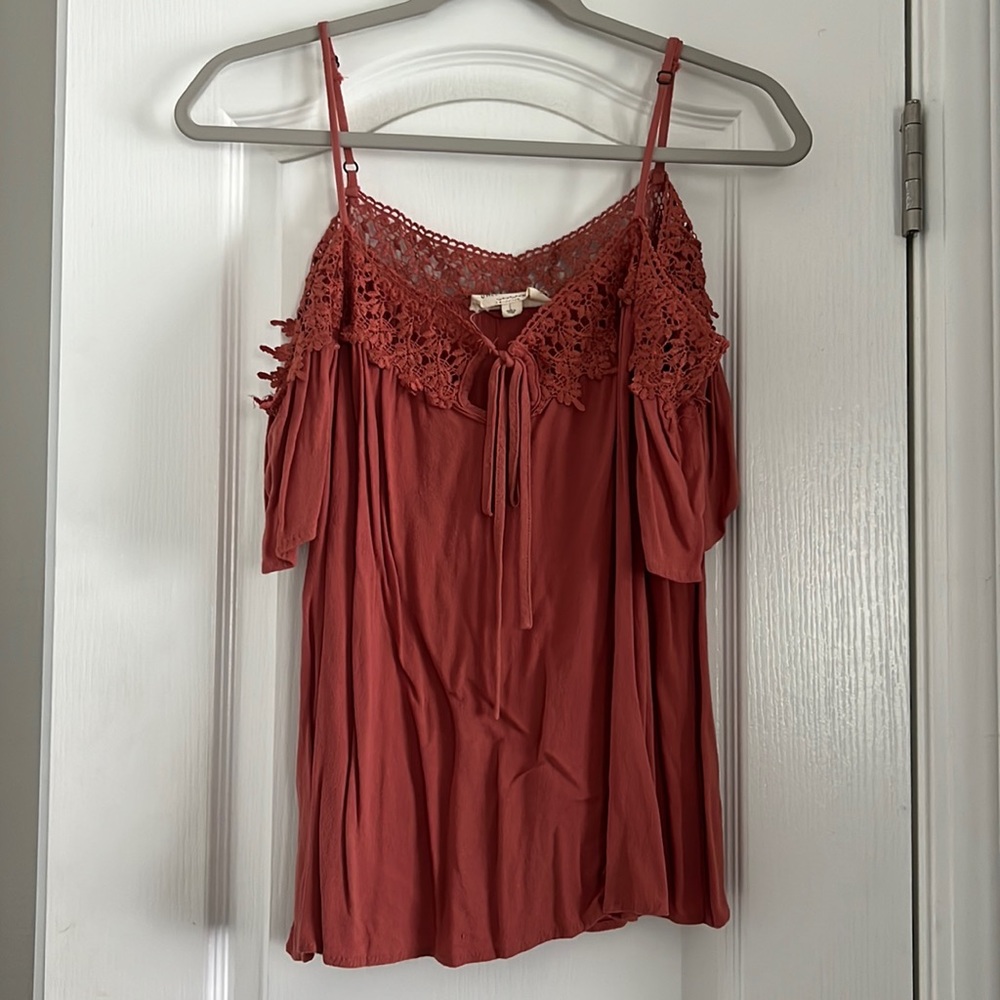 Sweet Lavender Brand Rust Off the Shoulder shirt